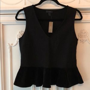 J Crew | Black Peplum Velvet Top